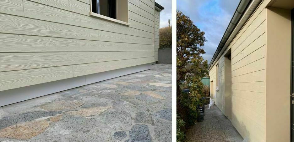 Bardage isolant clair posé sur les façades d'une maison