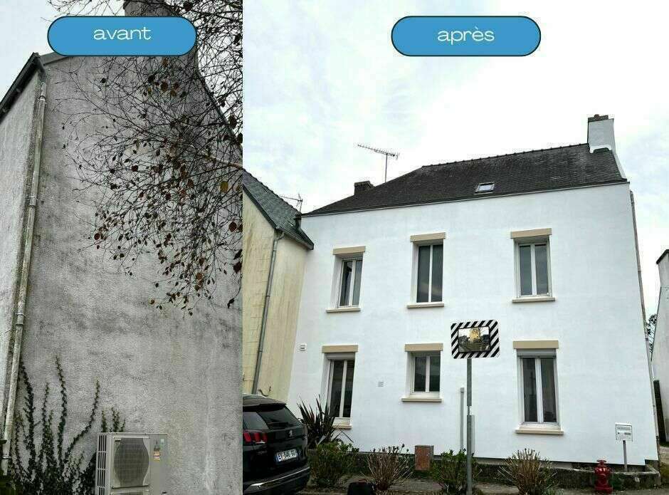 Avant et après l'isolation thermique par l'extérieur d'une maison bretonne